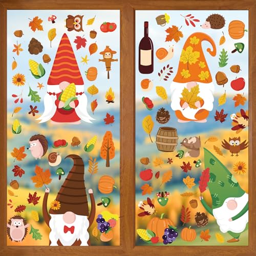 SLWOO 147 Stück Fensterbilder Herbst - Ahornblatt Zwerg Herbstdeko Fenstersticker Selbstklebend, Kürbis Kleintiere Fensterdeko Herbst Aufkleber für Kinder Thanksgiving Tür Fenster Dekorations SLWOO 147 Stück Fensterbilder Herbst - Ahornblatt Zwerg Herbstdeko Fenstersticker Selbstklebend, Kürbis Kleintiere Fensterdeko Herbst Aufkleber für Kinder Thanksgiving Tür Fenster Dekorations von SLWOO