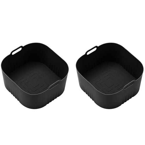 2 Stück Luftfritteusen Pad Silikon Air Fritteusen Korb Air Fritteusen Schüssel Multifunktionales Silikon Kochen Werkzeug Zum Kochen von SLXLYH