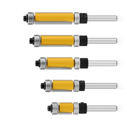 5/15pcs 1/4 Zoll Lagervorlage Trible TRICKING ROUTER BIT Gerade Endmühle Trimmer Reinigungsspülung Trim Cutter Tool Installation Holz Router Bit Werkzeug von SLXLYH