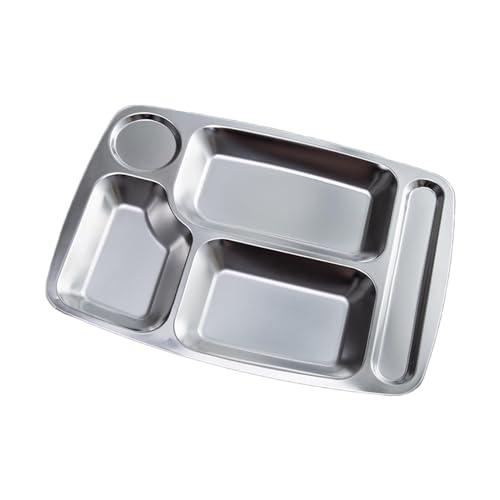 Multifirtional 304stineless Stahlschale Portion Control Plate Rechteckig Geteiltes Abendtablett Für Innen Und Außengebrauch Multifirtional 304stineless Stahlschale Portion Control Plate Rechteckig Geteiltes Abendtablett Für Innen Und Außengebrauch von SLXLYH