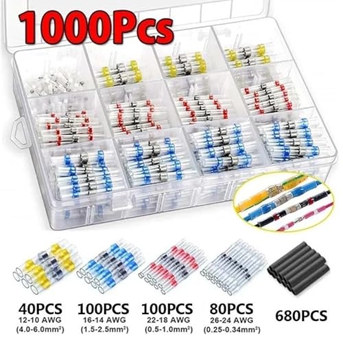1000pcs Solder Seal Wire Connectors Heat Shrink wire Waterproof Insulated Electrical Butt Connectors Wire Cable Splice Terminal von SLXWSXZE
