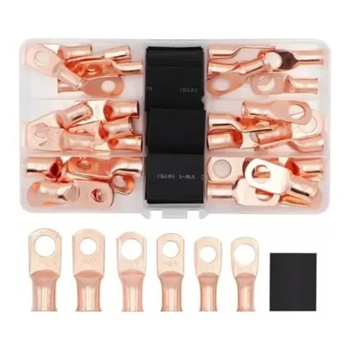 140CPS Car Auto Copper Ring Terminal Wire Crimp Connector Cable Battery Terminals Soldered Connectors Kit +Heat Shrink Tube von SLXWSXZE