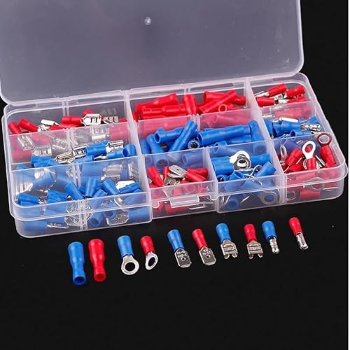 200Pcs Assorted Insulated Spade Ring Connector Crimp Electrical Wire Terminal Set Red Blue von SLXWSXZE