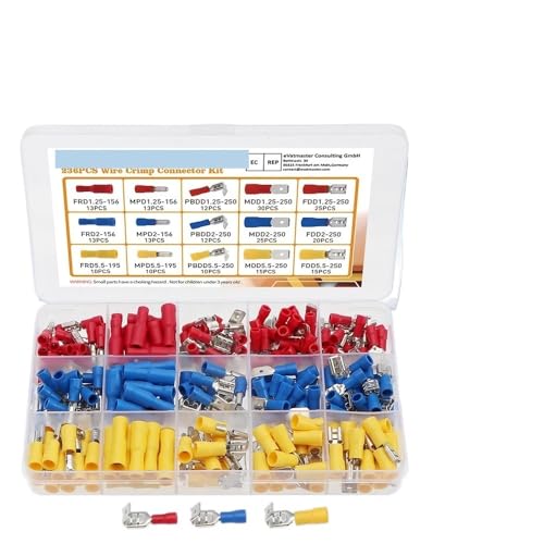 236PCS Insulated Wire Electrical Connectors Butt Ring Spade Fast Disconnect Crimp Terminals Connectors Assortment Kit 236PCS Insulated Wire Electrical Connectors Butt Ring Spade Fast Disconnect Crimp Terminals Connectors Assortment Kit von SLXWSXZE