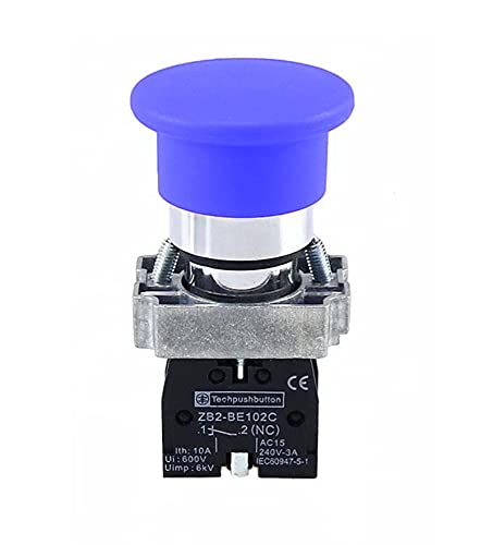 40-mm-Pilzkopf-Tastenschalter XB2-BC21 XB2-BC31 XB2-BC42 XB2-BC51 XB2-BC61 Selbstreduzierender Tastenschalter Circuit Protection (Color : Xb2-bc61 Blue) von SLXWSXZE