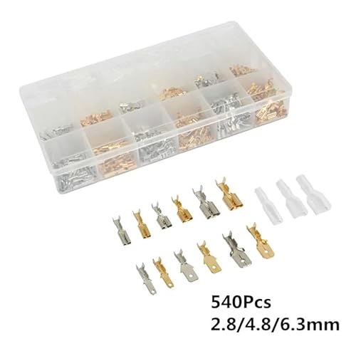 540Pcs Assorted 2.8/4.8/6.3mm Female Male Terminals Electrical Spade Wire Butt Connectors Lugs Cable Splice Crimp Terminals Kit von SLXWSXZE