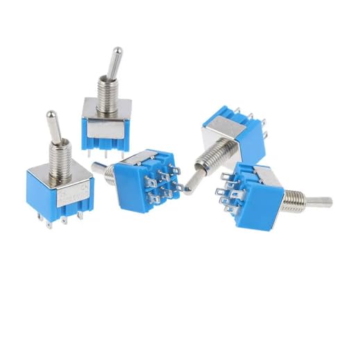 5PCS Miniature Toggle Switch Double Pole Double Throw DPDT (MTS202) ON-ON 120VAC 6A 1/4 Inch Mounting MTS-202 von SLXWSXZE