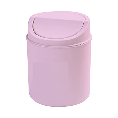 SLYGOU Mini MüLleimer,Mini Desktop MüLleimer Mit Deckel Papierkorb MüLleimer Rosa Mini Tisch MüLleimer verwendet für Familie Wohnzimmer Schlafzimmer Badezimmer Büro von SLYGOU