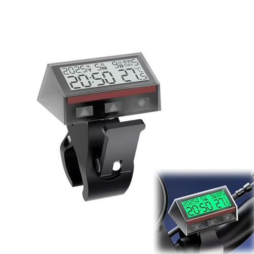 SLYHHZHMY Fahrraduhr Solar Nachtlicht Wasserdicht Uhr Anzeigezeit Temperatur Für Fahrräder Motorrad 2.2-2.5cm Griff Verwendet (Grün) von SLYHHZHMY