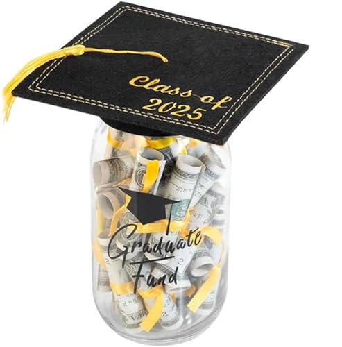 SLYHHZHMY Graduation Cap Bottle Jar Graduation Decoration Holds Candy Wish Cards Stores Coins Suitable for College High School Middle School von SLYHHZHMY