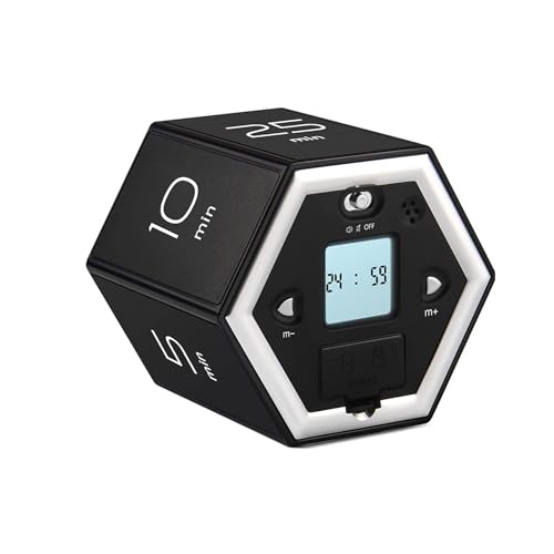 Sechseckiger Timer Flip Kitchen Timer Time Zeitmanager Mit Stummschaltung Und Rufton (Schwarz) von SLYHHZHMY
