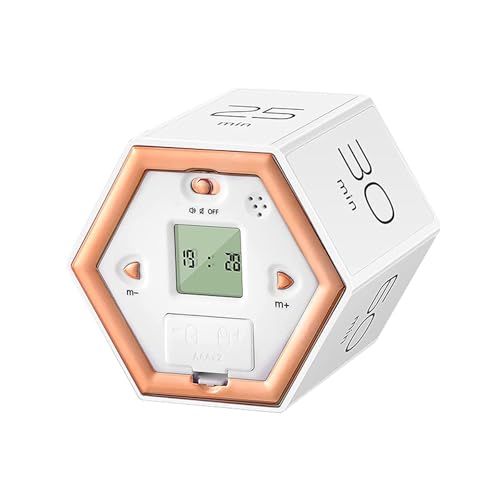 Sechseckiger Timer Flip Kitchen Timer Time Zeitmanager Mit Stummschaltung Und Rufton (Weiß) von SLYHHZHMY