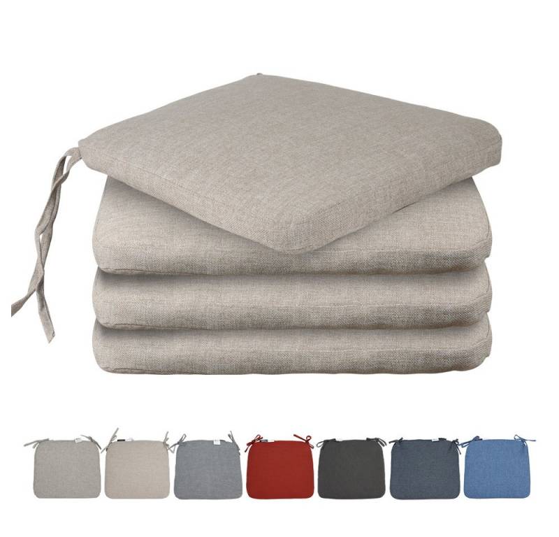 SLaaviinoo Stuhlkissen 4er Set Quadrat Sitzkissen 43x 38 x 3 cm, mit Bindebänder, robuste Kissen für Indoor und Outdoor von SLaaviinoo