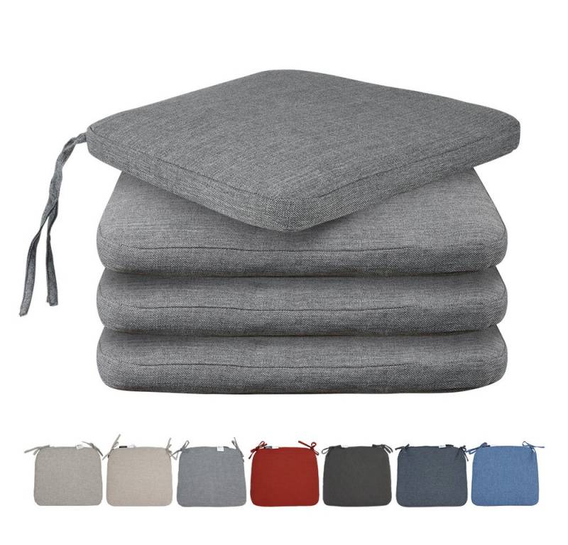 SLaaviinoo Stuhlkissen 4er Set Quadrat Sitzkissen 43x 38 x 3 cm, mit Bindebänder, robuste Kissen für Indoor und Outdoor von SLaaviinoo