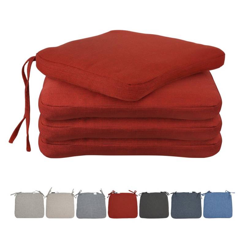 SLaaviinoo Stuhlkissen 4er Set Quadrat Sitzkissen 43x 38 x 3 cm, mit Bindebänder, robuste Kissen für Indoor und Outdoor von SLaaviinoo