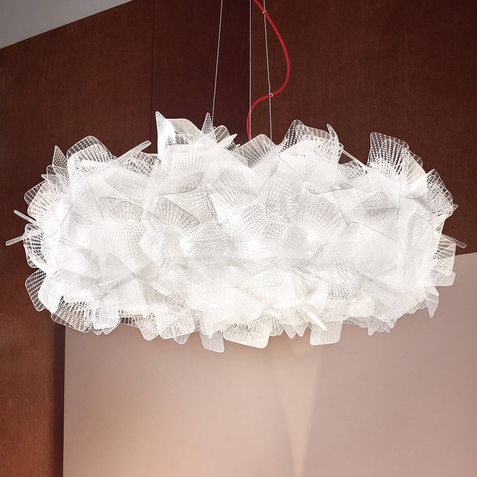 Slamp Clizia Pixel Hängelampe, Kabel rot, Ø 78 cm von Slamp