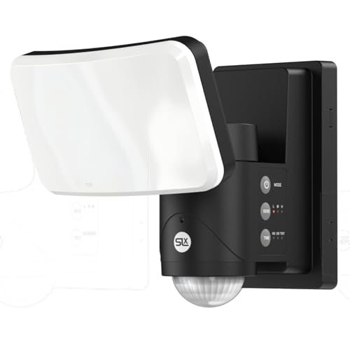 SLx Sicherheitsleuchte Außen mit PIR-Bewegungsmelder, 1500 Lumen LED Flutlicht, Batteriebetrieben, IP65 Wetterfest, 240° Auto Tracking Robotersensor Schwarz SLx Sicherheitsleuchte Außen mit PIR-Bewegungsmelder, 1500 Lumen LED Flutlicht, Batteriebetrieben, IP65 Wetterfest, 240° Auto Tracking Robotersensor Schwarz von SLx