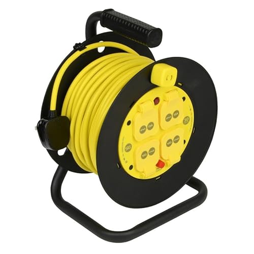 SLx Verlängerungskabel, 30 m, robuste Kabeltrommel, 4 IP44-bewertet, 13 A, abgedeckte Steckdosen mit Thermoausschnitt, Traufschutz, wetterbeständige Stromtrommel für Garten, Heimwerker und Gewerbe SLx Verlängerungskabel, 30 m, robuste Kabeltrommel, 4 IP44-bewertet, 13 A, abgedeckte Steckdosen mit Thermoausschnitt, Traufschutz, wetterbeständige Stromtrommel für Garten, Heimwerker und Gewerbe von SLx