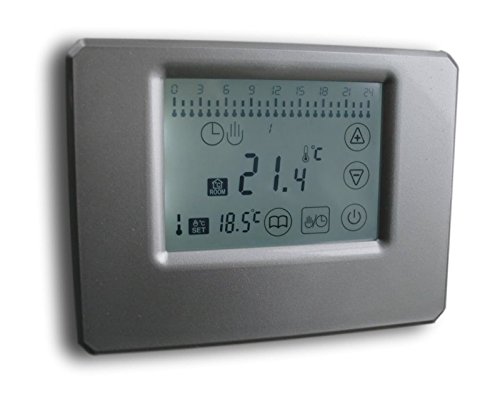 SM-PC®, Digital Funk Raumthermostat Thermostat programmierbar Touchscreen Silber #842 von SM-PC