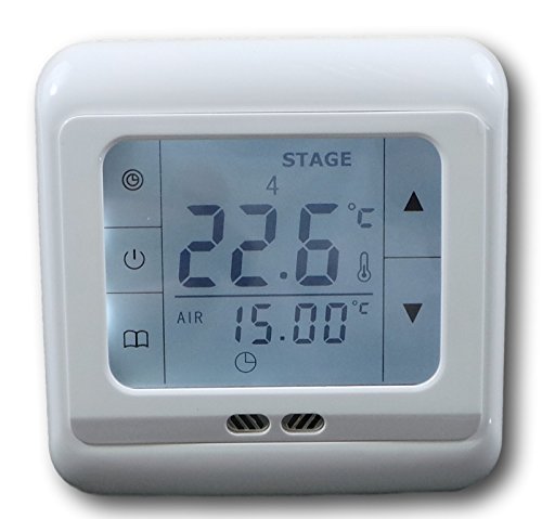 SM-PC®, Raumthermostat Thermostat programmierbar Touchscreen Digital weiß #832 von SM-PC