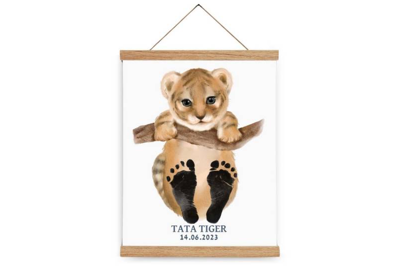 SMALL PAW Poster Personalisierbares Fußabdruck Baby Set, Baby Abdruckset, Tata Tiger, Personalisierter Druck auf Qualitätspapier von SMALL PAW