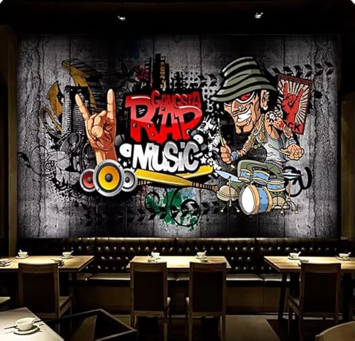 SMALLSNOT Wandbild Tapete Nostalgie Musik Bar Hintergrund Dekor Tapete, 3D, 200x140cm von SMALLSNOT