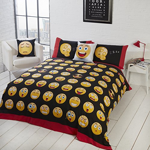 Rapport Home Icons Emoji-Bettbezug, Polybaumwolle, weiß, King Size von Rapport Home