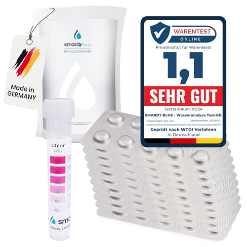 SMARDY 120 Testtabletten - je 60x pH-Wert Phenol Red und 60x DPD1 Chlor mit 1x Reagenzglas aus Kunststoff von SMARDY