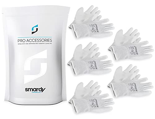 SMARDY 5 Paar Antistatische ESD-Handschuhe Touchscreen-fähig Größe M (8), Schutzhandschuhe für Arbeiten an Elektronik, PC, Kamera, Objektiven – Schutz vor Fingerabdrücken & statischer Aufladung von SMARDY