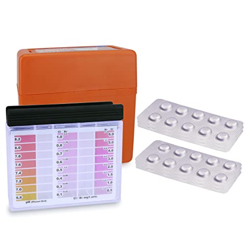 Pooltester Testkit - 60 Rapid Testtabletten je 30x Phenol Red (pH-Wert) und 30x DPD1 (Freies Chlor), 1x Reagenzbehälter, Aufbewahrungsbox von SMARDY