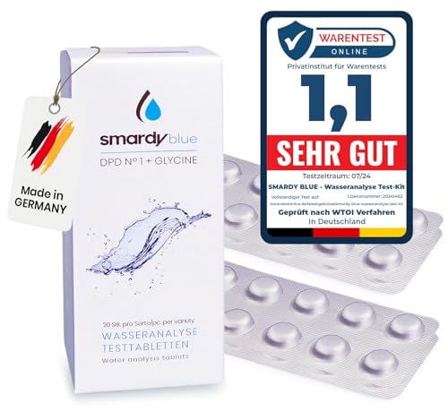 smardy 40 Photometer Testtabletten je 20x DPD1 und 20x Glycin (Brom, Chlordioxid Test) für Elektronische Wassertester von SMARDY