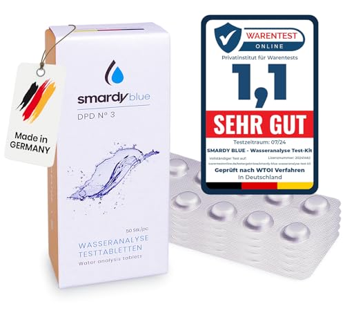 smardy 50 Photometer Testtabletten DPD3 zur Analyse des Gesamt-Chlorgehalts für Elektronische Wassertester/Pooltester von SMARDY