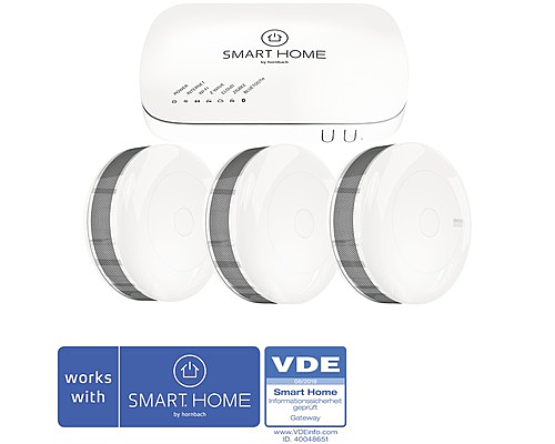 Starter Set Fibaro Rauchwarnmelder Rauchmelder Alarm Inkl. Gateway 3 Stück B-Ware von SMART HOME by hornbach