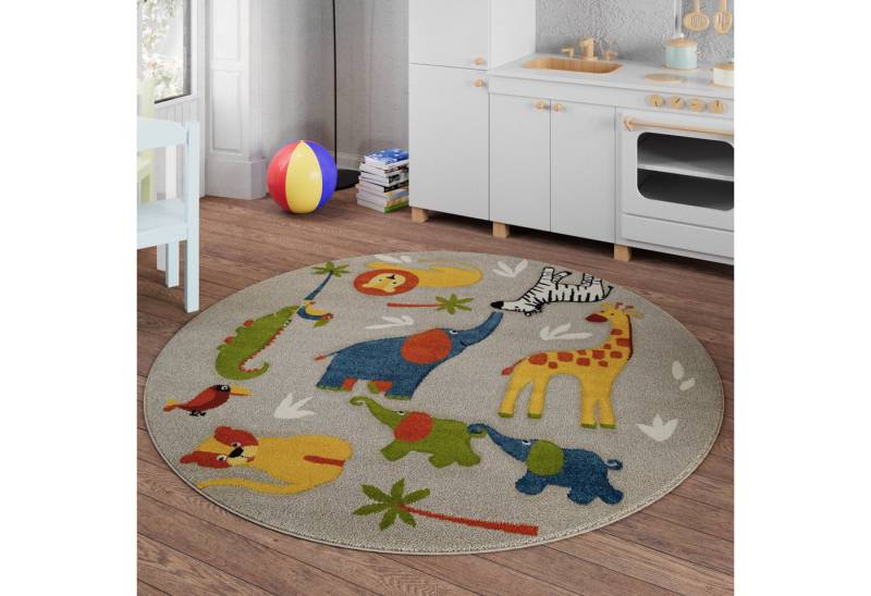 SMART KIDS Kinderteppich Benny & Friends, rund, Höhe: 10 mm, Moderner Spielteppich, strapazierfähig, pflegeleicht, Konturenschnitt von SMART KIDS
