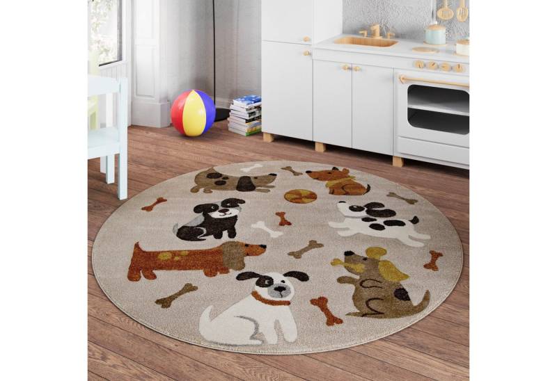 SMART KIDS Kinderteppich Rocky & Friends, rund, Höhe: 10 mm, Moderner Spielteppich, strapazierfähig, pflegeleicht, Konturenschnitt von SMART KIDS