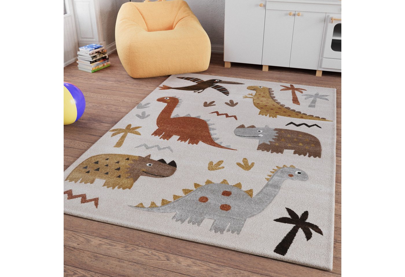 SMART KIDS Kinderteppich T-Rex & Friends, rechteckig, Höhe: 10 mm, Moderner Spielteppich, strapazierfähig, pflegeleicht, Konturenschnitt SMART KIDS Kinderteppich T-Rex & Friends, rechteckig, Höhe: 10 mm, Moderner Spielteppich, strapazierfähig, pflegeleicht, Konturenschnitt von SMART KIDS