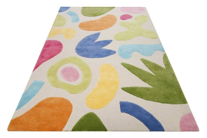 SMART KIDS Kinderteppich Kimi, rechteckig, Höhe: 1,2 mm, handgetuftet aus Naturfasern, bunt, abstraktes Design, Kinderzimmer von SMART KIDS