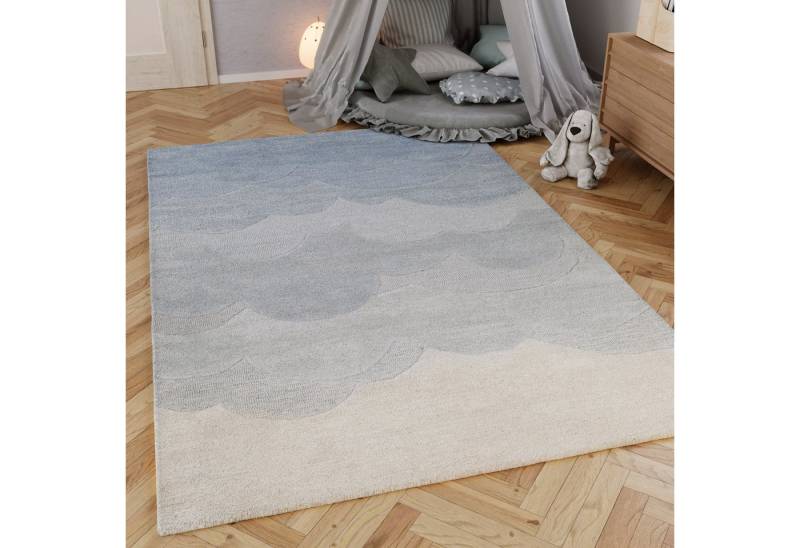 SMART KIDS Kinderteppich Mika, rechteckig, Höhe: 1,2 mm, aus Naturfasern, dezentes Wolken-Motiv, pastellfarben, Kinderzimmer von SMART KIDS