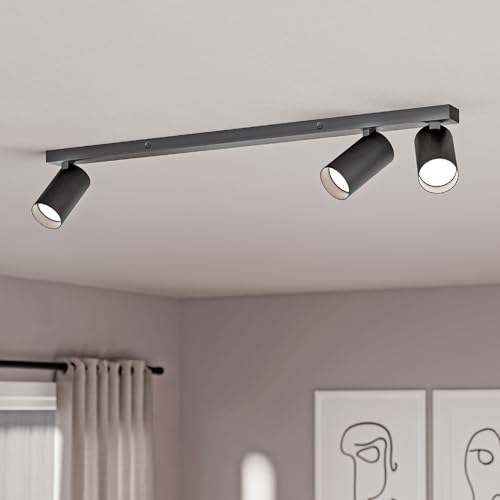 Deckenstrahler LED Schwarz - Deckenstrahler 3 Flammig - LED Deckenleuchte Schwenkbar - GU10 Deckenlampe Spot - Spotlight Lampe Modern - Strahler Deckenspot für Küche, von SMART LED