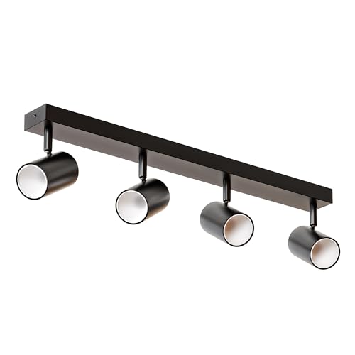 Deckenstrahler LED Schwarz - Deckenstrahler 4 Flammig - LED Deckenleuchte Schwenkbar - GU10 Deckenlampe Spot - Spotlight Lampe Modern - Strahler Deckenspot für Küche, (4 x schwarz) von SMART LED