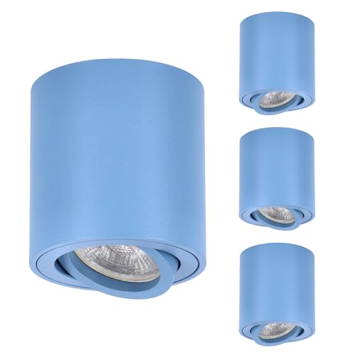 LED Deckenspots 4er Set – Schwenkbare Aufbaustrahler Rund in Blau Matt – Deckenleuchten 230V mit GU10 Fassung aus Aluminium LED Deckenspots 4er Set – Schwenkbare Aufbaustrahler Rund in Blau Matt – Deckenleuchten 230V mit GU10 Fassung aus Aluminium von SMART LED