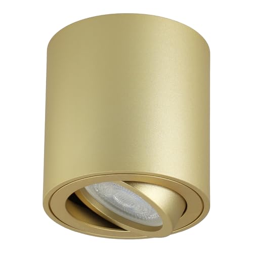 SMART LED Schwenkbar Spotleuchte 230V Deckenleuchte mit GU10 Fassung Deckenspot Deckenlampe Aufputz Aufbau-lampe aus Aluminium Downlight, Goldfarbe, SMART LED Schwenkbar Spotleuchte 230V Deckenleuchte mit GU10 Fassung Deckenspot Deckenlampe Aufputz Aufbau-lampe aus Aluminium Downlight, Goldfarbe, von SMART LED