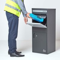 Smart parcel box™ Paketbriefkasten Paketkasten Standbriefkasten Paketbox, Entnahme hinten & vorne, Grau von HOMESCAPES