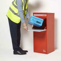 Smart parcel box™ Paketbriefkasten Paketkasten Standbriefkasten Paketbox, Entnahme hinten & vorne, Rot von HOMESCAPES