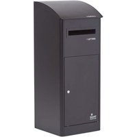 Smart parcel box Paketbriefkasten Paketkasten Standbriefkasten Paketbox mit Schrägach, Entnahme vorne, xl Größe, Schwarz von HOMESCAPES