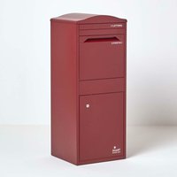 Homescapes - smart parcel box Paketbriefkasten Paketkasten Standbriefkasten Paketbox mit gebogenem Dach, Entnahme vorne, Bordeaux von HOMESCAPES