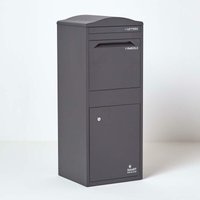 Smart parcel box™ Paketbriefkasten Paketkasten Standbriefkasten Paketbox mit gebogenem Dach, Entnahme vorne, Grau von HOMESCAPES