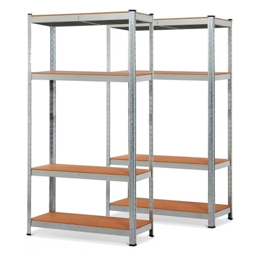Smart Regaly - Lastenregal 75 Breit 30 Tief 150 Hohe cm - 2er Set - Regale für kellerraum kolor - Kellerregal Metall - Schwerlastregal 700 kg - Steckregal 4 regale - Keller Regal Abstellraum Edelstahl von SMART REGALY