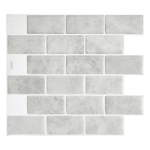 SMART TILES Peel and Stick Aufkleber für Fliesen - 10 Blätter 27,81cm x 24.64cm - 3D Flisenkleibenfolien, Selbstklebende Abziehbare und Klebbare Rückwandfliesen für Küche, Bad, Wand Dekoration von SMART TILES