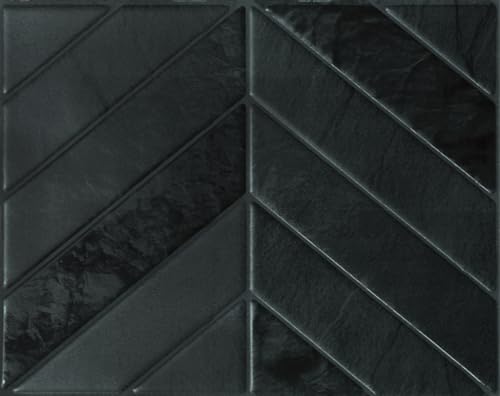 Smart Tiles Klebefliesen Küche und Bad – Chevron Schwarz, Fliesenaufkleber 3D, Küchenrückwand Selbstklebend, Wandpaneele, 5 Fliesen (29.03x22.86 cm), Einfach zu Montieren, Wasserfest, Made in Kanada von SMART TILES